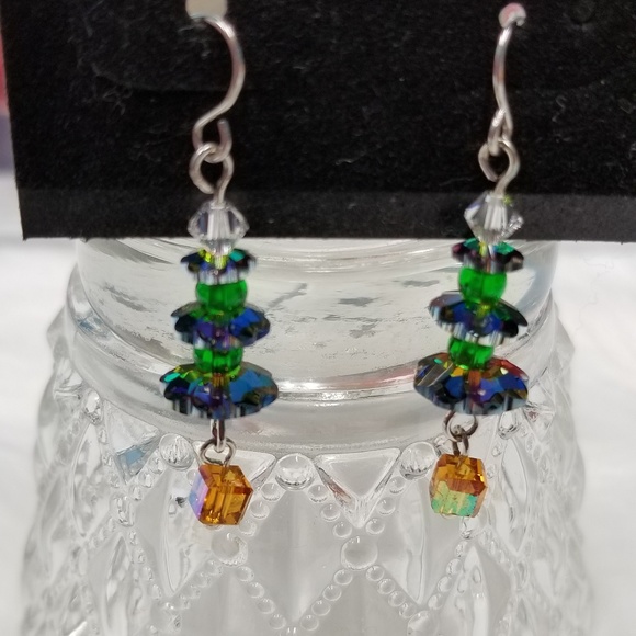 Sterling Silver Crystal Earrings - Picture 2 of 2